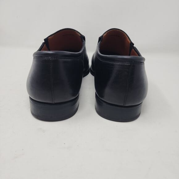Magnanni Italy Mens 10.5 Shoes Black Leather Slip On Apron Toe Loafers - Picture 8 of 12